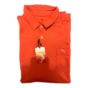 Men's Solid Short Sleeve Brand Logo Polo T- Shirt, Orange