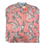 Men's Rolled Short Sleeve Graphic Relaxed Fit Casual Shirt, Light Red