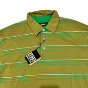 Men's Block Striped Polo Neck T-Shirt, Olive Green