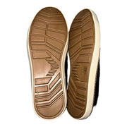 Men's Lace-Up Leather Tennis Shoes with Contrast Sole, Black