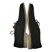 Men's Lace-Up Suede Shoes With Contrast Sole, Black