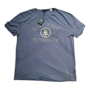 Men's Graphic Rolled Sleeve Round Neck T-Shirt, Laundered Blue