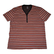 Men's T-Shirt – Bold Striped Henley Style, Orange