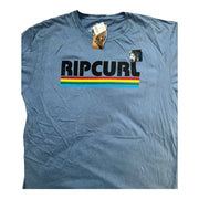 Men's Graphic Print Brand Name Scoop Neck T-Shirt, Blue Gray