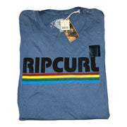 Men's Graphic Print Brand Name Scoop Neck T-Shirt, Blue Gray