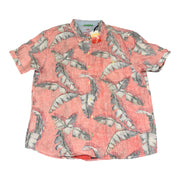 Men's Rolled Short Sleeve Graphic Relaxed Fit Casual Shirt, Light Red
