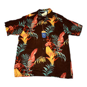 Men's Silk Graphic Short Sleeve Original Fit Casual Shirt, Brown