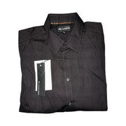 Men's Patterened Long Sleeve Slim Fit Formal Shirt, Black