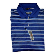 Men's Striped Polo Neck Regular Fit T-Shirt, Blue