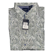 Men's Rayon Short Sleeve Patterned Relaxed Fit Casual Shirt, White