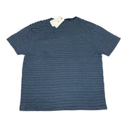 Men's Striped Brand Logo Round Neck T-Shirt, Navy