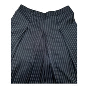 Women's Striped Wide Leg Mid Rise Bermuda, Navy