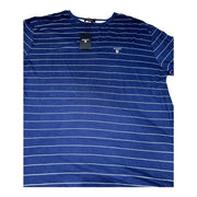 Men's Striped Crew Neck Relaxed Fit T-Shirt, Military Blue