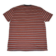 Men's T-Shirt – Bold Striped Henley Style, Orange
