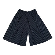Women's Striped Wide Leg Mid Rise Bermuda, Navy