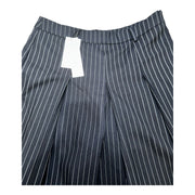 Women's Striped Wide Leg Mid Rise Bermuda, Navy