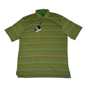 Men's Block Striped Polo Neck T-Shirt, Olive Green