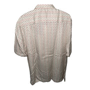 Men's Silk Patterned Short Sleeve Relaxed Fit Casual Shirt, White