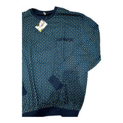 Men's Print Long Sleeve T-Shirt & Solid Elastic Waistband Pyjama Set, Teal