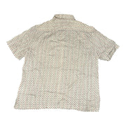 Men's Silk Patterned Short Sleeve Relaxed Fit Casual Shirt, White