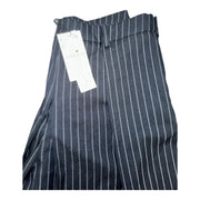 Women's Striped Wide Leg Mid Rise Bermuda, Navy