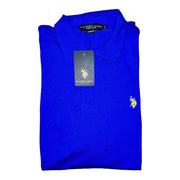 Men's Solid Brand Logo Ribbed T-Shirt, Blue