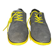 Men's Velvet Lace-Up Shoes with Contrast Sole, Grey
