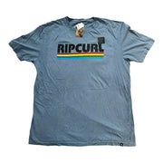 Men's Graphic Print Brand Name Scoop Neck T-Shirt, Blue Gray