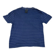 Men's Striped Crew Neck Relaxed Fit T-Shirt, Military Blue