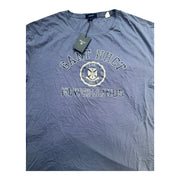 Men's Graphic Rolled Sleeve Round Neck T-Shirt, Laundered Blue