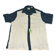 Men's Short Sleeve Collar Bowling Relaxed Fit Shirt, Beige