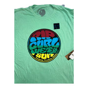 Men's Graphic Print Scoop Neck T-Shirt, Light Green
