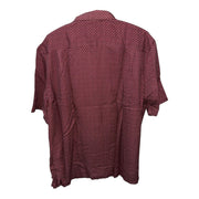 Men's Silk Short Sleeve Patterned Relaxed Fit Casual Shirt, Red