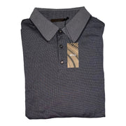 Men's Patterned Ribbed Polo Neck T-Shirt, Grey
