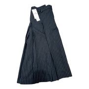 Women's Striped Wide Leg Mid Rise Bermuda, Navy