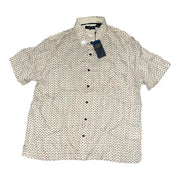 Men's Silk Patterned Short Sleeve Relaxed Fit Casual Shirt, White