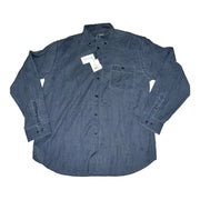 Men's Denim Style Long Sleeve Collared Regular Fit Casual Shirt, Dark Blue