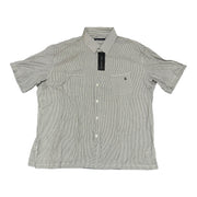 Men's Striped Short Sleeve Double Pocket Regular Fit Formal Shirt, Lava White