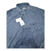 Men's Denim Style Long Sleeve Collared Regular Fit Casual Shirt, Dark Blue