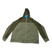 Columbia men's full zip hoodie in green with black accents, displayed on a flat surface
