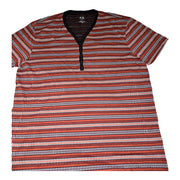 Men's T-Shirt – Bold Striped Henley Style, Orange