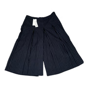 Women's Striped Wide Leg Mid Rise Bermuda, Navy