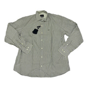 Men's Cotton Striped Long Sleeve Tailored Fit Formal Shirt, Green