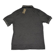 Men's Patterned Ribbed Polo Neck T-Shirt, Grey