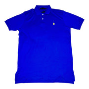 Men's Solid Brand Logo Ribbed T-Shirt, Blue