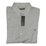 Men's Striped Short Sleeve Double Pocket Regular Fit Formal Shirt, Lava White