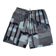 Men's Solid Short Sleeve T-Shirt & Graphic Elastic Waistband Shorts Pyjama Set, Grey