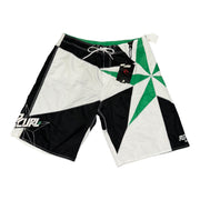 Men's Print Swim Board-shorts with Adjustable Drawstrings & Brand Name, White