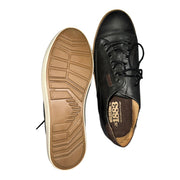 Men's Lace-Up Leather Tennis Shoes with Contrast Sole, Black