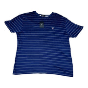 Men's Striped Crew Neck Relaxed Fit T-Shirt, Military Blue